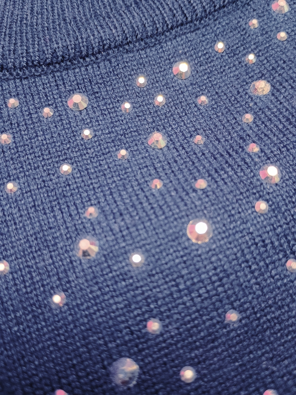 Nanette Lepore Blue Crewneck Sweater with Sparkle Studs XL - Picture 8 of 11